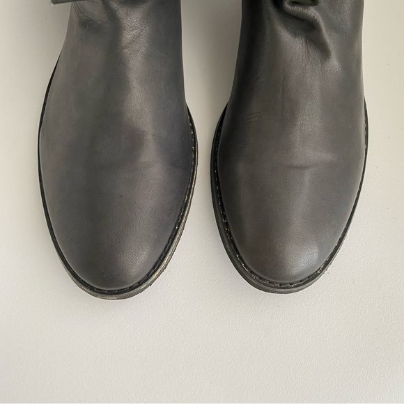 NWOB Charcoal Genuine Leather Riding Combat Flat Boots NYC Designers Handmade - Picture 9 of 16